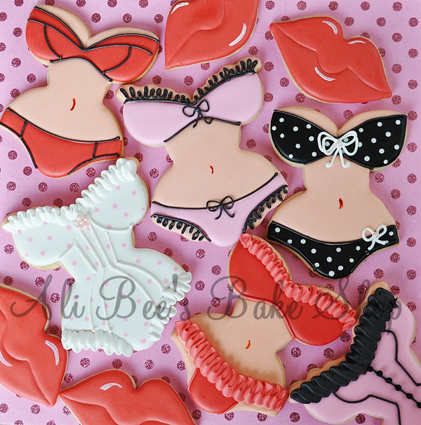 Decorated cookies by Ali bees bake shop!  Corset D also pictured with Corset A cookies.