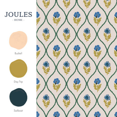 Joules Trellis Floral Creme Gold Wallpaper