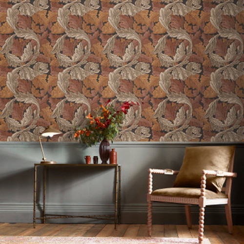 Acanthus Burnt Orange Wallpaper Roomset