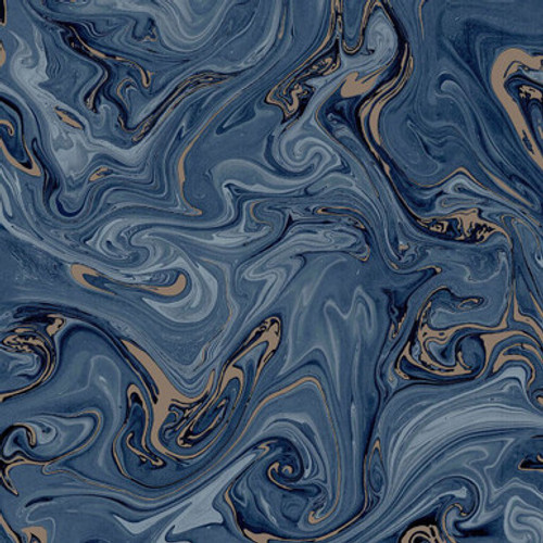 Liquid Navy & Gold Wallpaper