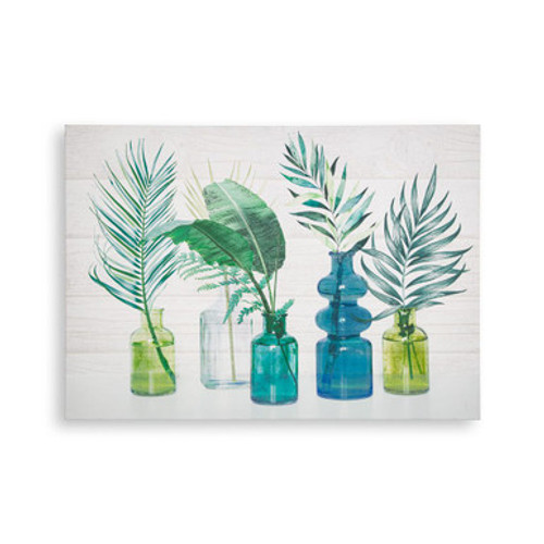 Tropical Palm Bottles Canvas Wall Art