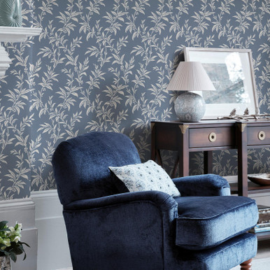 Laura Ashley Paxford Leaves Dark Seaspray Wallpaper - 143326_ROOMSET_PAXFORD LEAVES DARK SEASPRAY_01.jpg