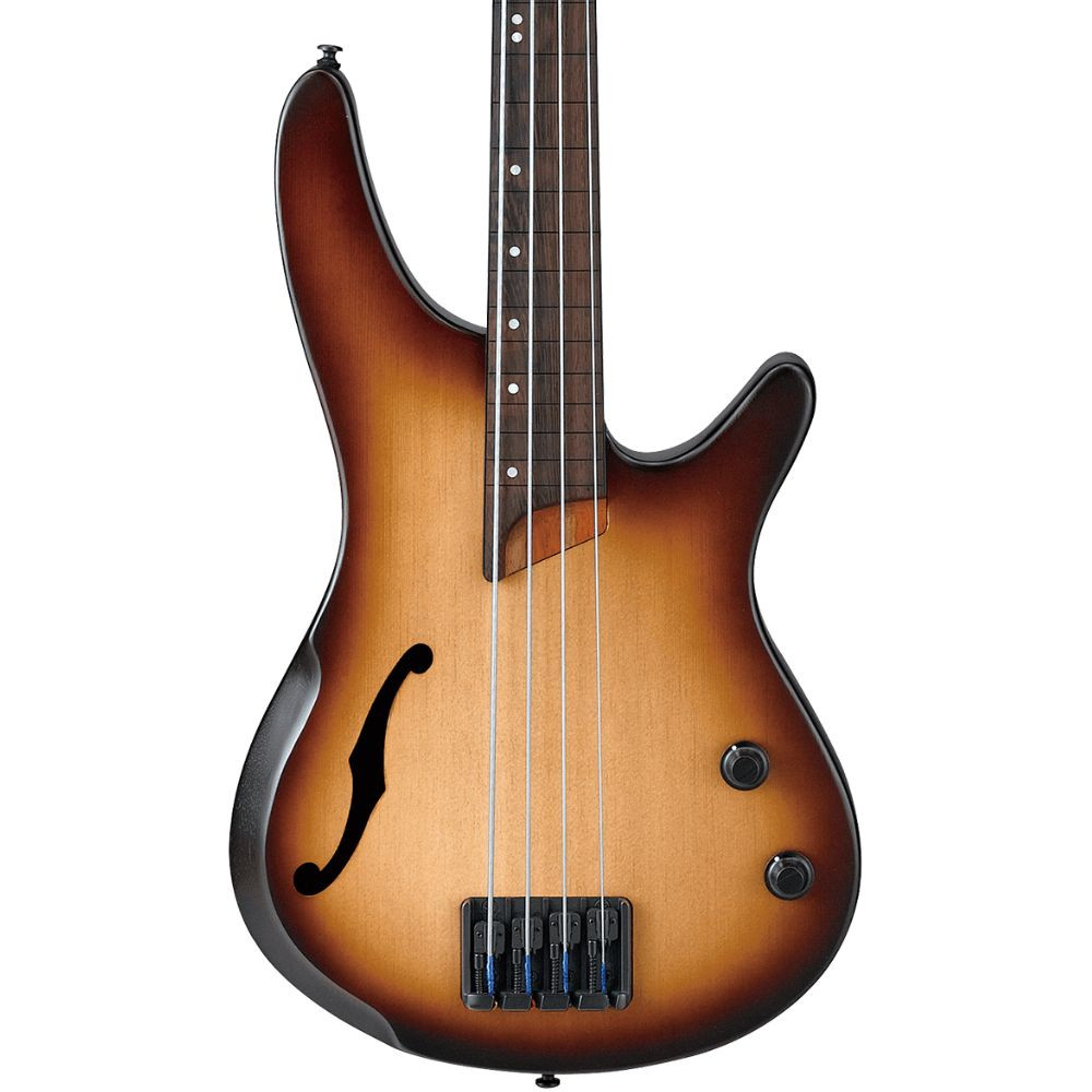 ベース Ibanez SRH500F Ibanez SRH500F Hollow Body Fretless Bass Guitar - Natural Browned