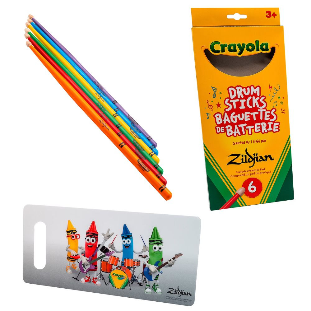 Callan for Kids ステージ 1-4 セット Zildjian x Crayola Pack, 6 Kids Drumsticks & Pad