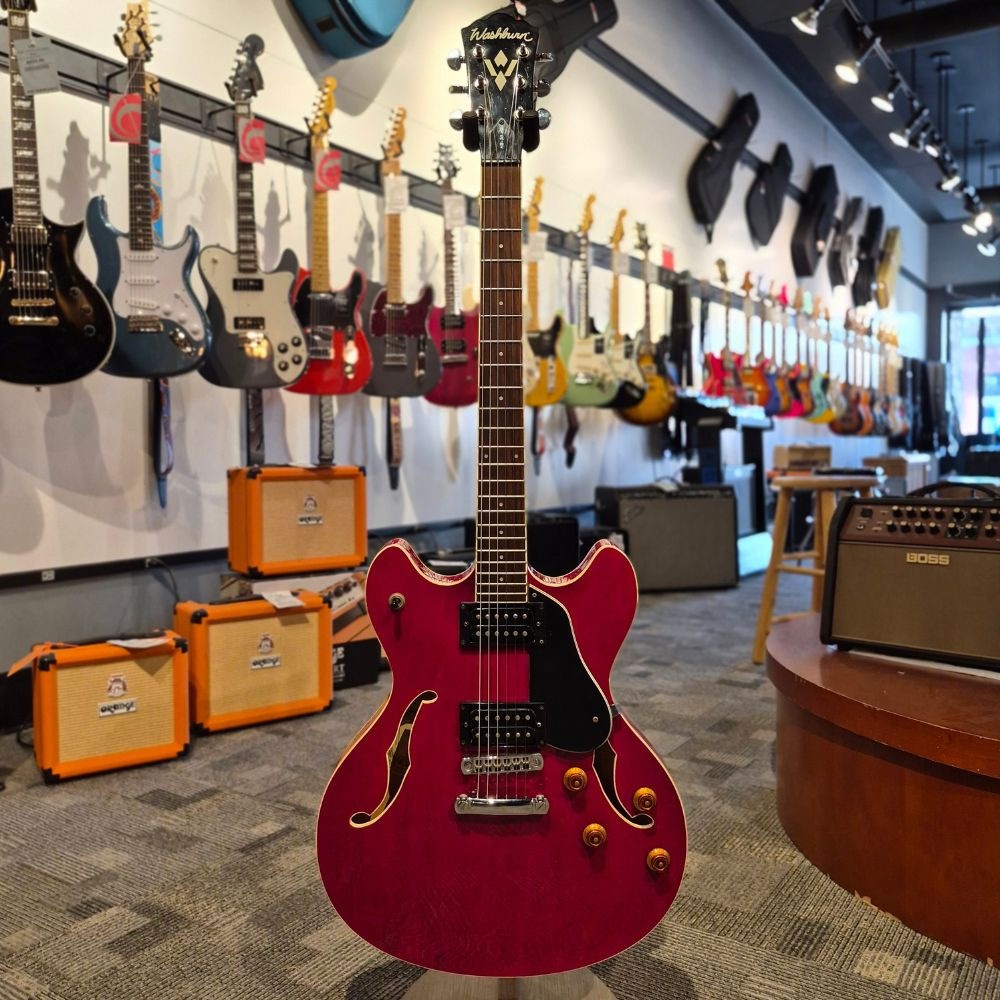 Used Washburn HB-30 Semi Hollow Electric Guitar - Crimson Red