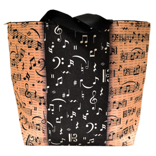 Zippered Canvas Tote Bag - Sheet Music Theme