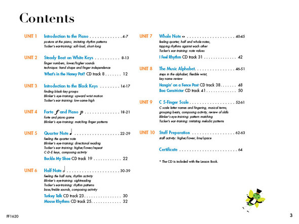 table of contents