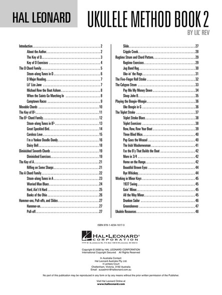 Hal Leonard Ukulele Method 2 - table of contents