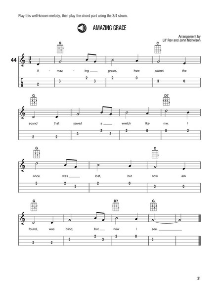Hal Leonard Ukulele Method 1 w/Audio - Amazing Grace