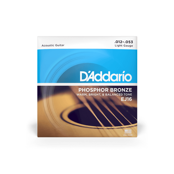 D'Addario EJ16 Phosphor Bronze Light Acoustic Guitar Strings .012-.053