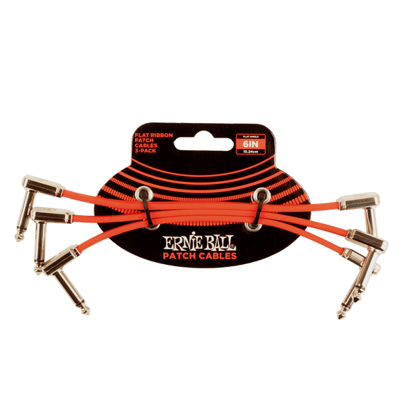 Ernie Ball 6" Flat Ribbon Patch Cable 3-Pack - Red in packaging