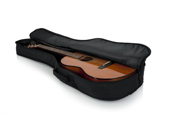 Gator Acoustic Mini Economy Gig Bag open with guitar