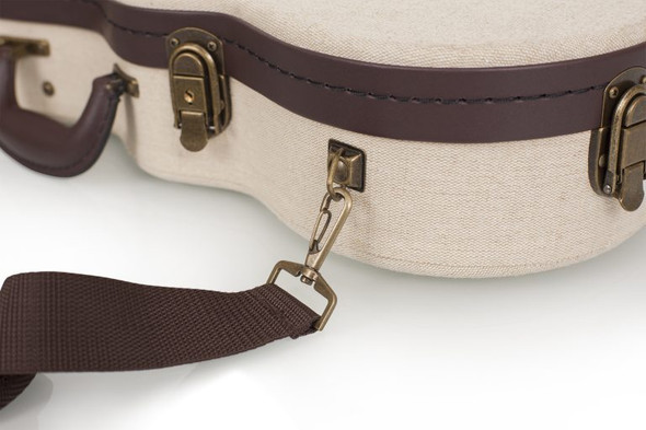 Gator Journeyman Concert Ukulele Deluxe Wood Case strap