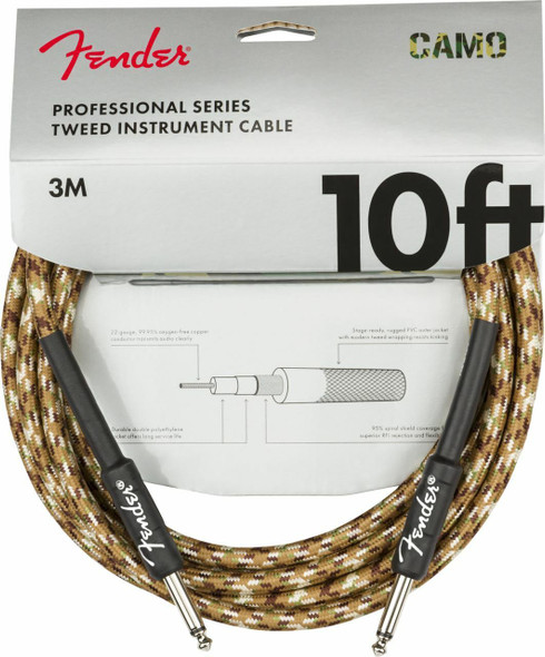 Fender Professional Series Tweed Instrument Cable Straight/Straight - 10 foot - Desert Camo in packaging