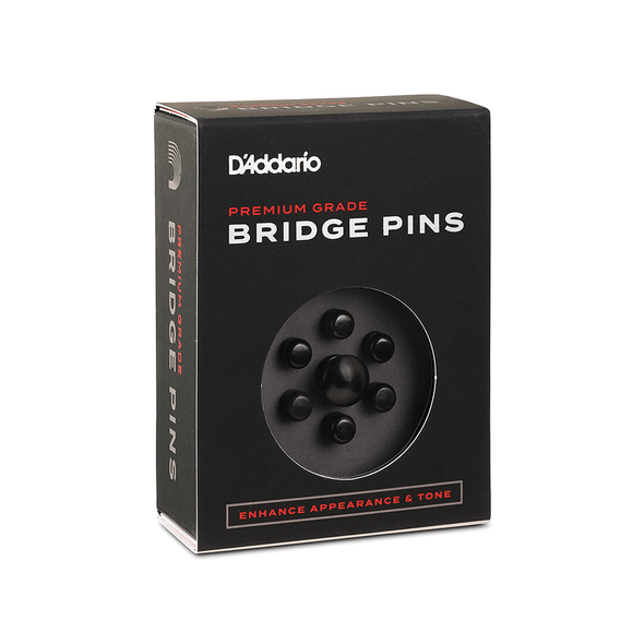 D'Addario Wooden Bridge Pin Set - Ebony in packaging