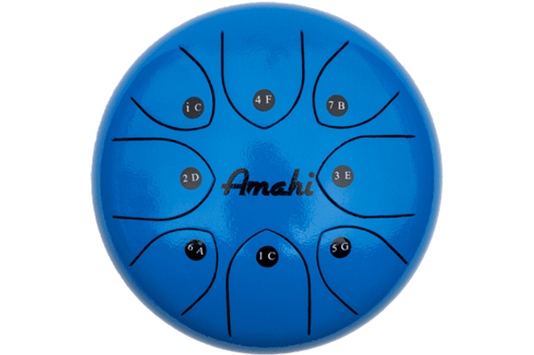 Amahi 10" Steel Tongue Drum - Blue top