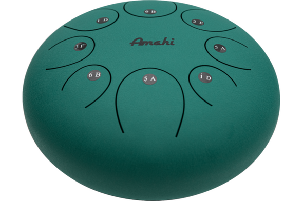 Amahi 10" Steel Tongue Drum - Green top