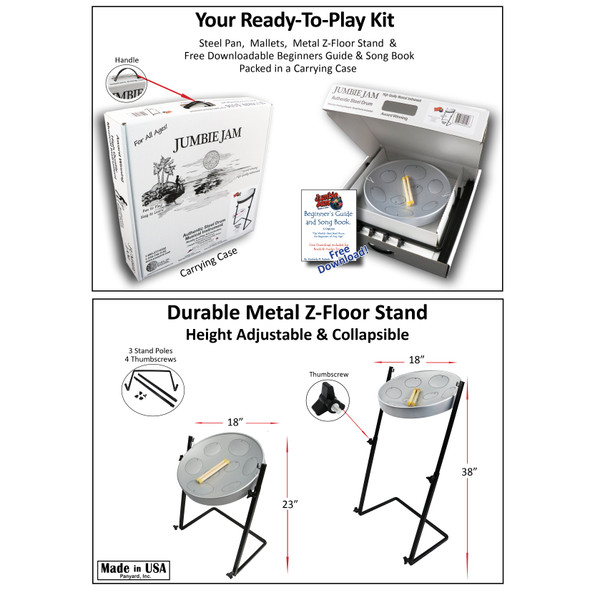 Panyard Jumbie Jam Steel Drum Kit with Z Stand - Chrome details