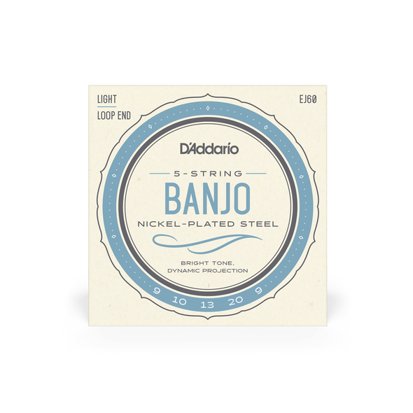 D'Addario EJ60 Nickel Light Loop End 5-String Banjo Strings .009-.020