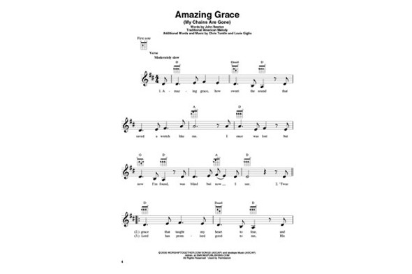 Worship Songs for Ukulele - sample page