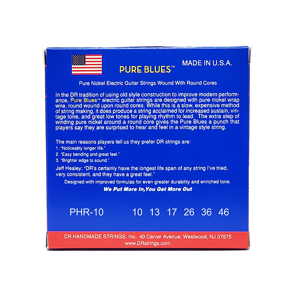 DR PURE BLUES - Pure Nickel Electric Guitar Strings: Medium 10-46C