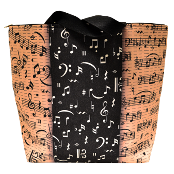 Zippered Canvas Tote Bag - Sheet Music Theme (front view)