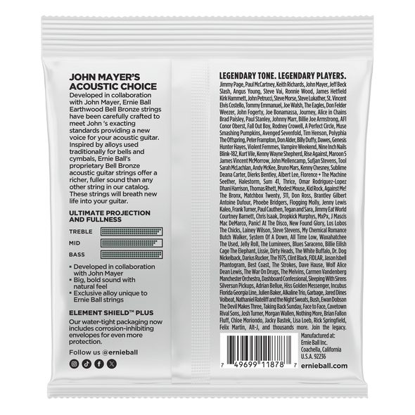 Ernie Ball Earthwood Medium Bell Bronze Acoustic Guitar Strings - .013-.056