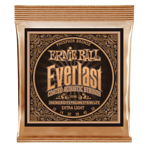 Ernie Ball Everlast Coated Phosphor Bronze Extra Light Acoustic Guitar Strings - .010-.050