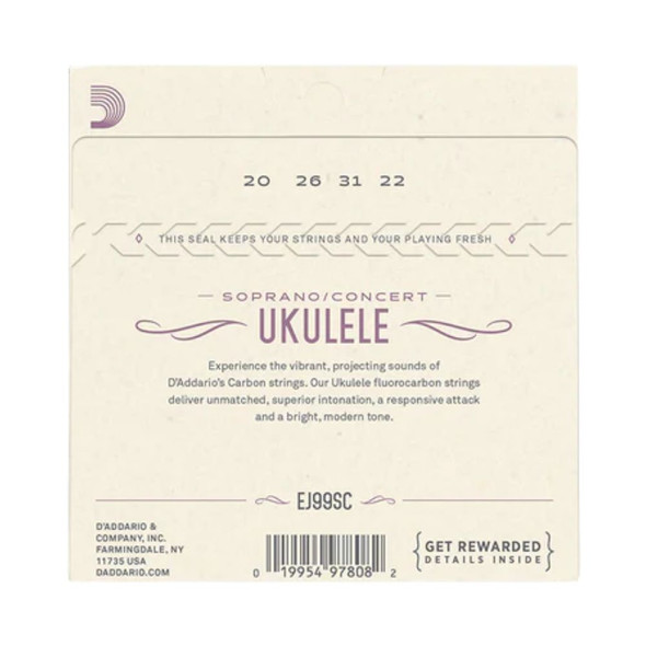 D'Addario EJ99SC Soprano / Concert Flurocarbon Ukulele String Set
