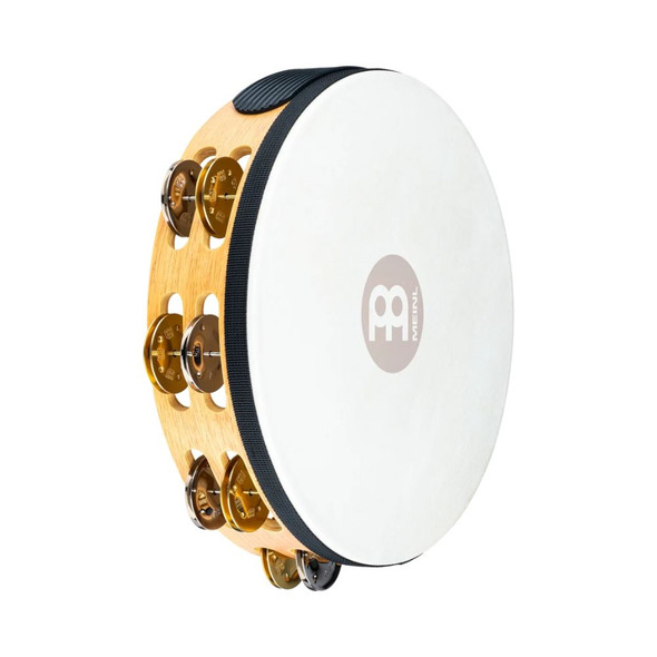 Meinl 10" Recording Combo Goatskin Tambourine - Nickel Plated Steel/Solid Brass Jingles, Dual Row