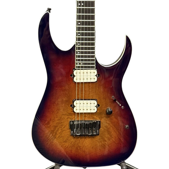 Used Ibanez RGIX6FDLB Iron Label Electric Guitar - Northern Lights Burst - close view front