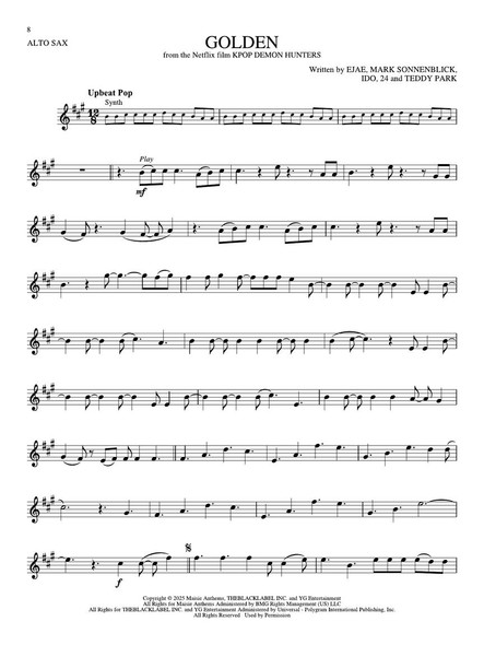 Songs from Kpop Demon Hunters, Minecraft, Wicked and More Top Movies - Alto Sax Play-Along
