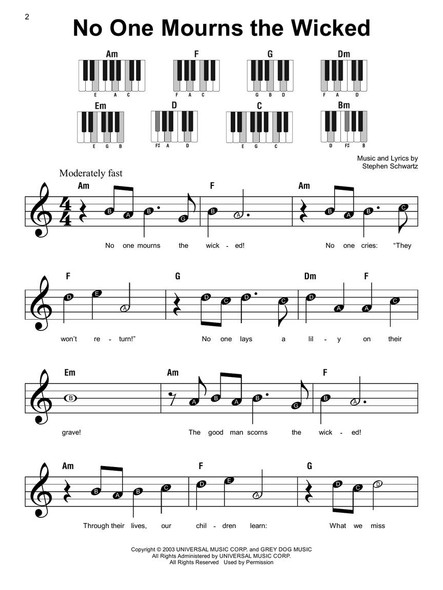 Wicked: Music from the Motion Pictures - Super Easy Piano sample page