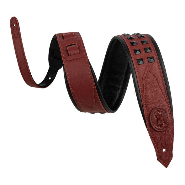 Levy's Rebel Leather Series Guitar Strap - Oxblood / Black Studs