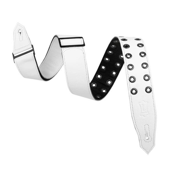 Levy's Rebel Leather Series Guitar Strap - White / Black Eyelets