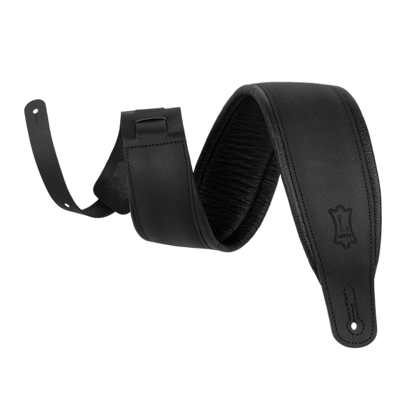 Levy's 3-inch Amped Padded Leather Guitar Strap - Matte Black