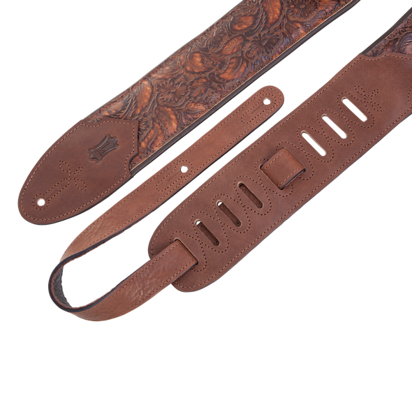 Levy's 3 inch Sundance Series Embossed Leather Guitar Strap - Geranium Whiskey