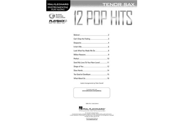 12 Pop Hits Tenor Sax song list