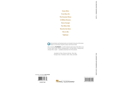 The Greatest Showman for Flute back cover