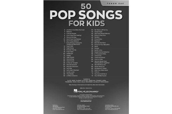 50 Pop Songs for Kids song list