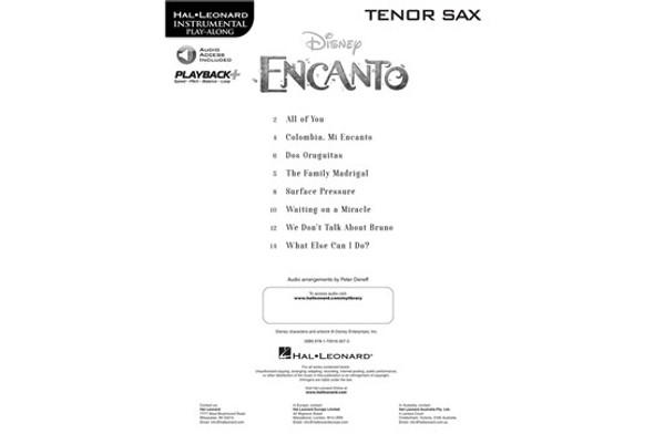 Encanto for Tenor Saxophone song list