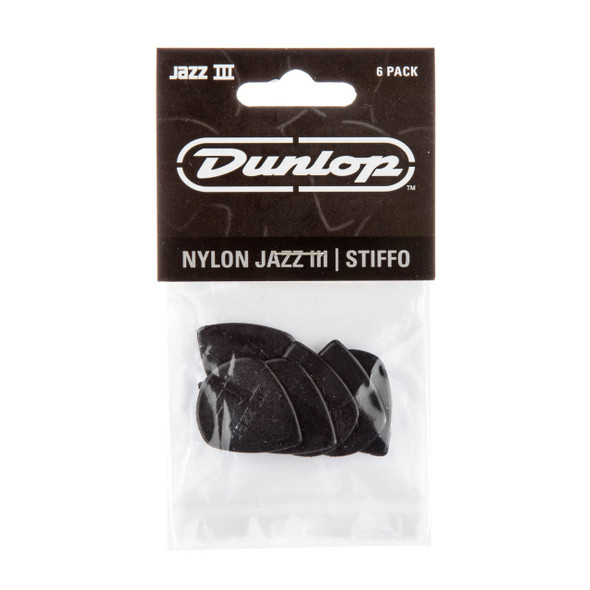 Dunlop Jazz III Stiffo Black Guitar Picks - 6 Pack