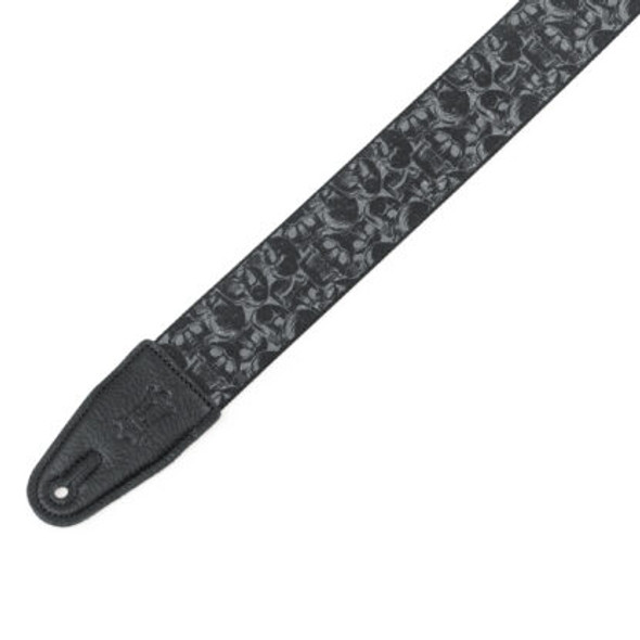 Levy's MPD2-111 2 inch Polyester Guitar Strap - Black / Grey Skulls