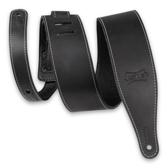 Levy's M17BAS 2.5 inch Pull-Up Butter Leather Guitar Strap - Black