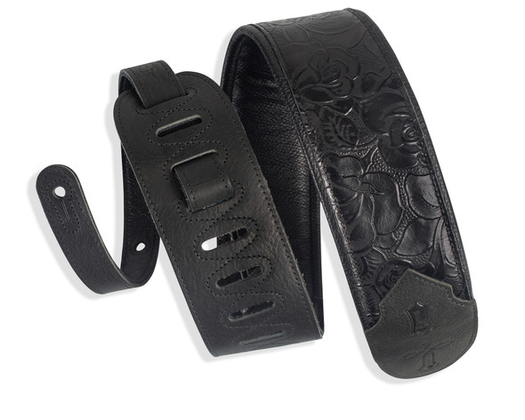 Levy's M4WP 3 inch Embossed Leather Guitar Strap - Sundance Black Rose