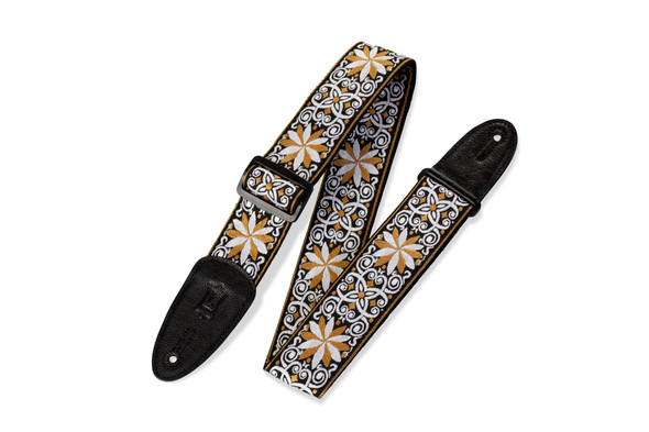 Levy's M8HT 2 inch Jacquard Guitar Strap - Yellow / White Hootenanny