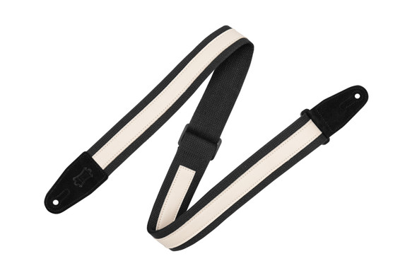 Levy's MC2CG 2 inch Cotton / Leather Guitar Strap - Black / Cream