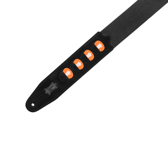 Levy's MC2PH 2 inch Cotton Pick Holder Guitar Strap - Black