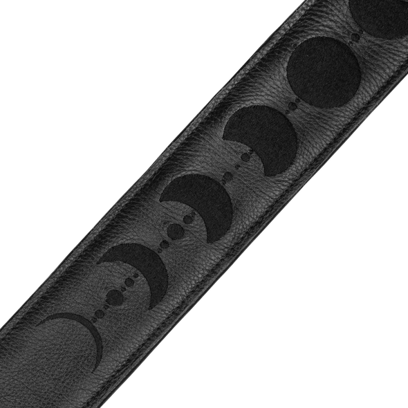 Levy's 2.5 inch Padded Garment Leather Guitar Strap - Black Moon Phases