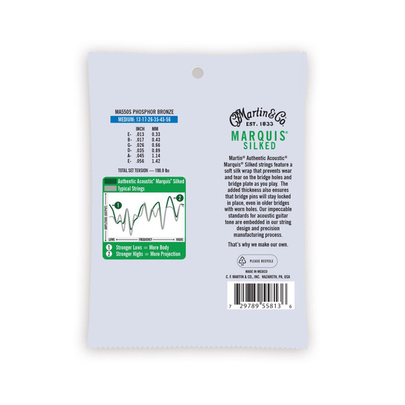 Martin MA550S Marquis Silked Phosphor Bronze Medium Acoustic Guitar Strings .013-.056A